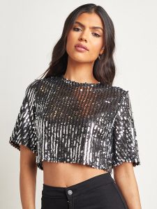 College outfits - Sequin Boxy Crop Top