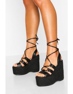 High heel shoes - Wrap Up Espadrille Wedges