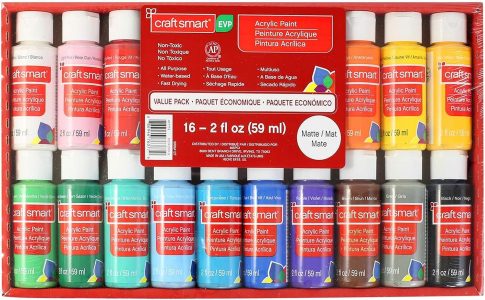 Craft Smart Acrylic Paint Set Value Pack, 16 Colors 