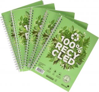 5 100% recycled notebooks with green cover
