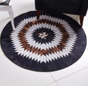 Faux print Leather patch rug - living room design essentials