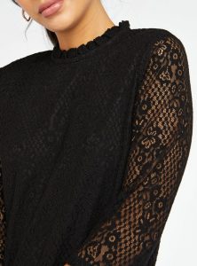 Textured Top with High Neck and 3/4 Sleeves