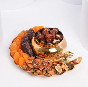 Crescent platter with dry fruits