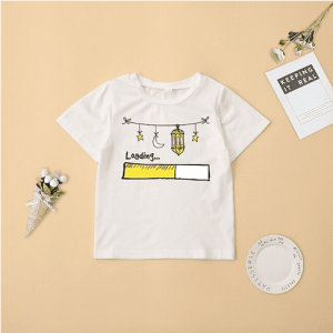 Toddler Unisex Ramadan T shirt Short Sleeve Star Moon Letter White Children Tops Spring Daily Daily Formal Ramadan 3-6 y