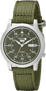 Seiko Men's Automatic Watch with Analog Display and Textile Strap SNK805K2, Green, 37 mm 