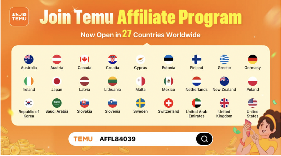 Temu affiliate program is growing in many countries