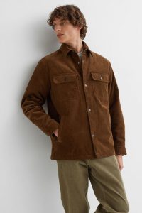 H&M Light Brown Corduroy Shirt Jacket for Men