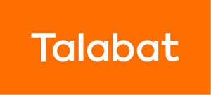 White Talabat logo on a orange background