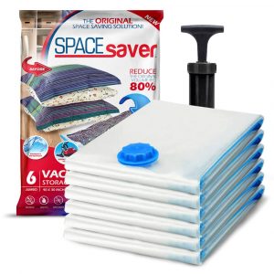 A pack of Space Saver Vaccum Bags with suction pump